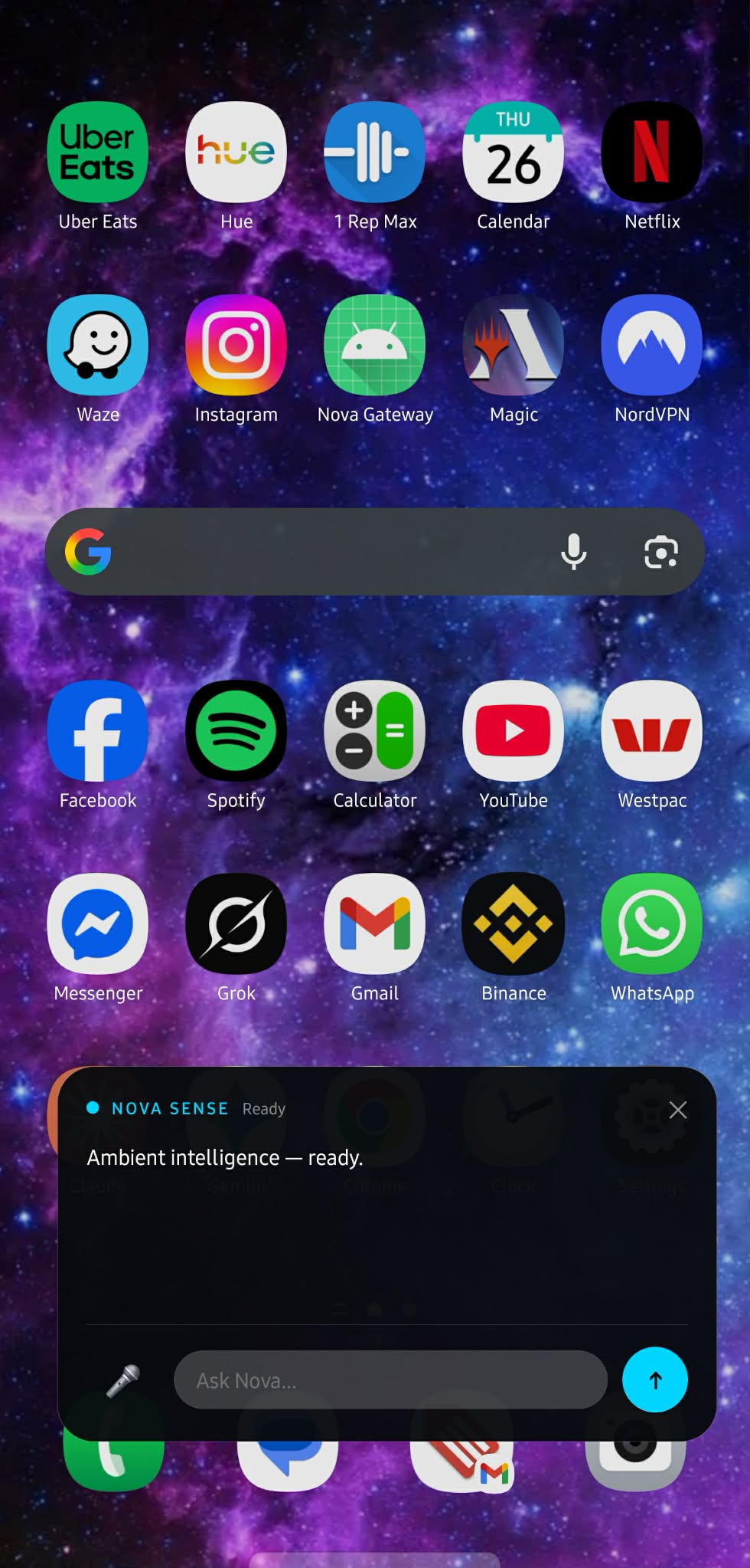 Nova Gateway Android — Nova Sense overlay
